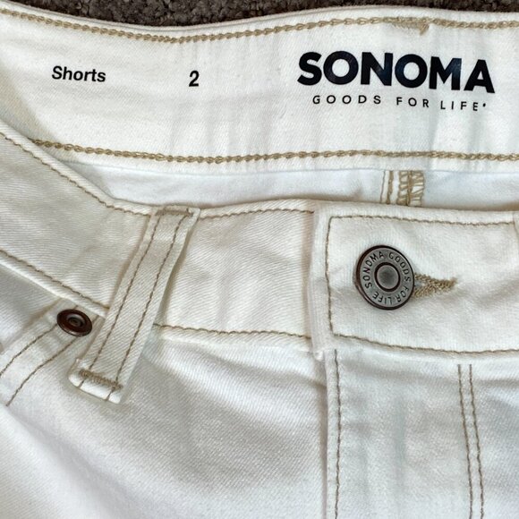 Sonoma Cuffed Shorts Cotton Stretch Sz 2 28x5" White Mid Rise  #111H - Picture 3 of 4